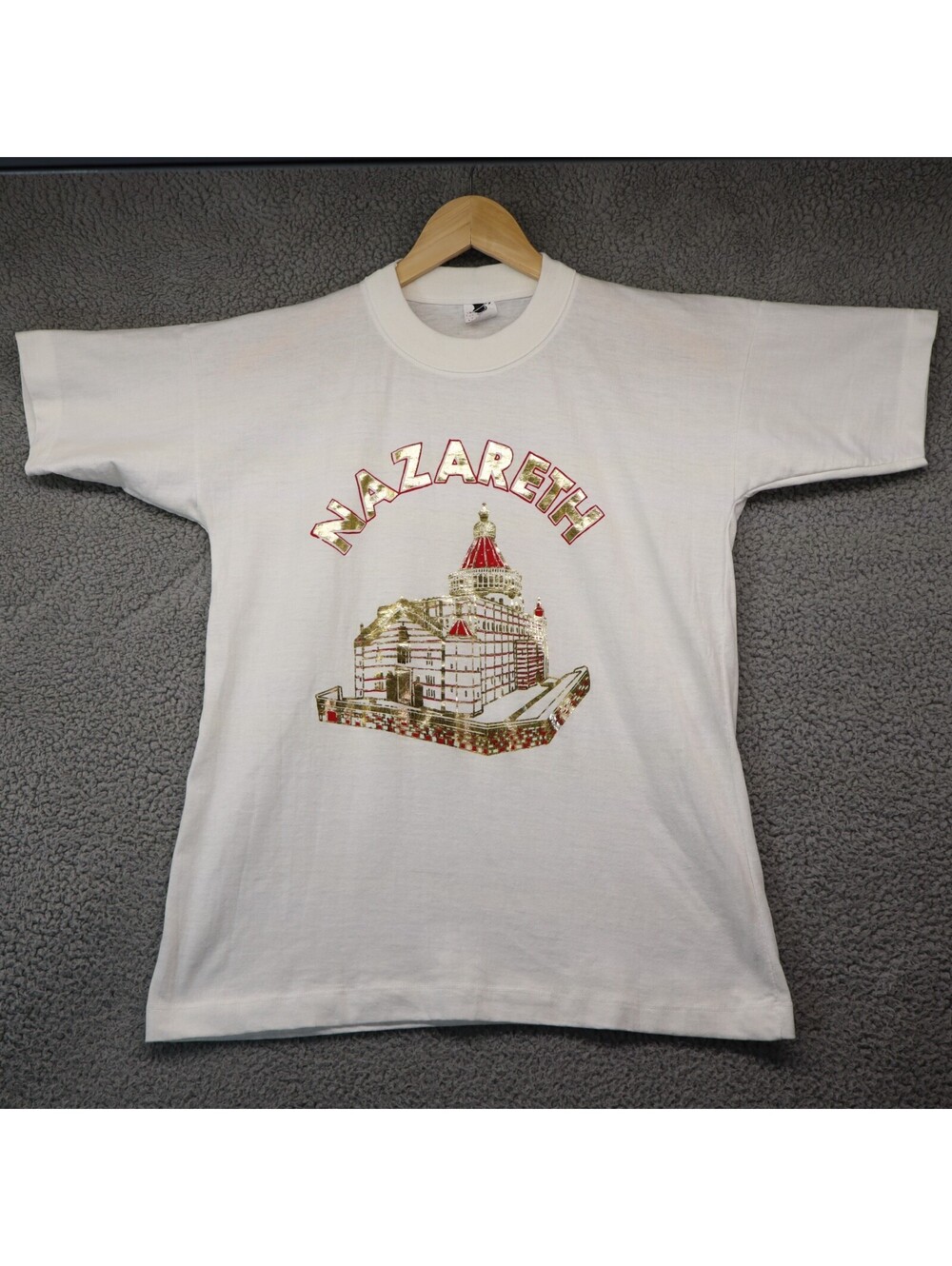 Nazareth Shirt Large Vtg Gold Foil Jerusalem Jewish Vtg 90s